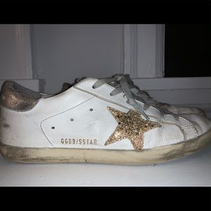 Golden Goose White and Gold Glitter Star